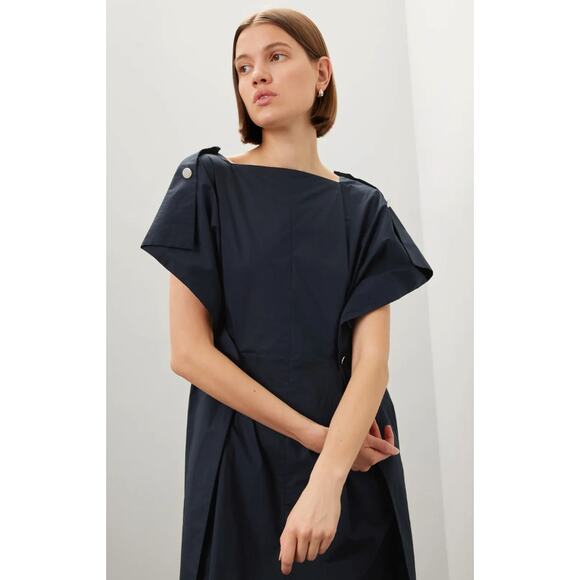 Plan C Button Back Blue Cotton Dress - Picture 3 of 11